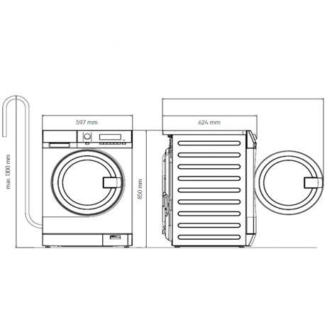 Electrolux Washing Machine (PROFESSIONAL) dimensions diagram