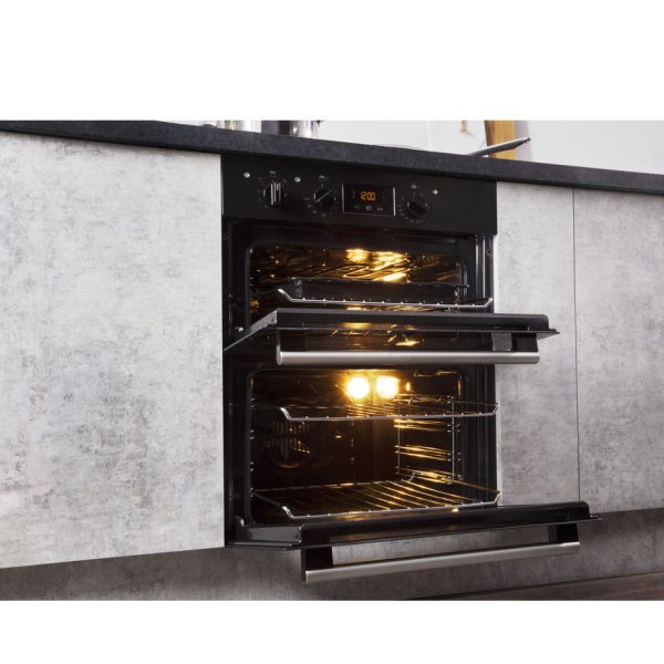 Hotpoint Built-Under Double Oven with the doors part open