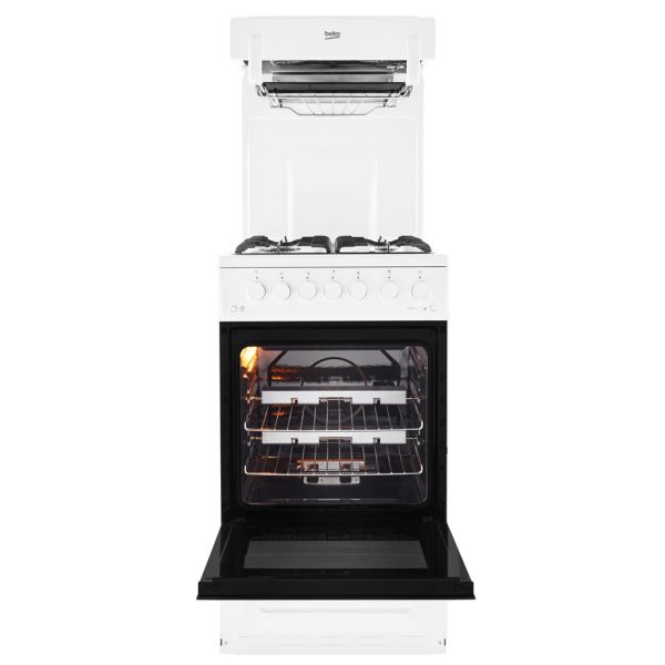 Beko Gas Cooker With Eye Level Grill with the door open