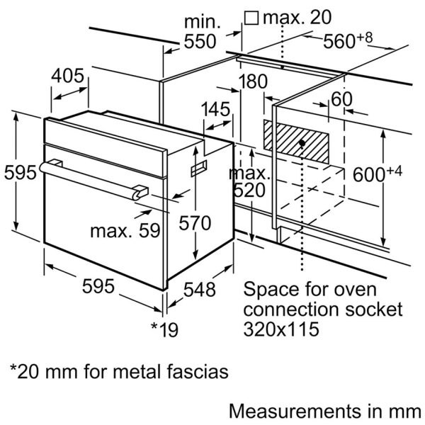 bosch single oven dimensions