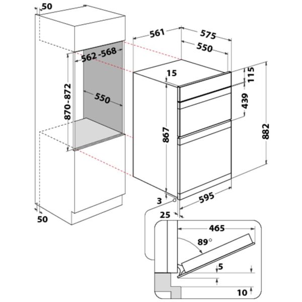 Hotpoint Built-In Double Oven dimensions drawing