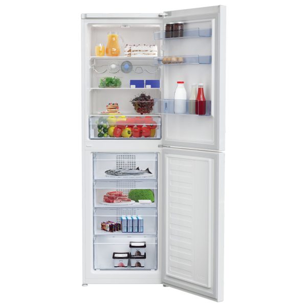 Beko Fridge Freezer with the doors open and food inside