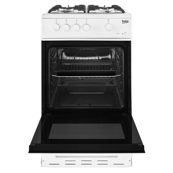 Beko free standing gas cooker with the door open