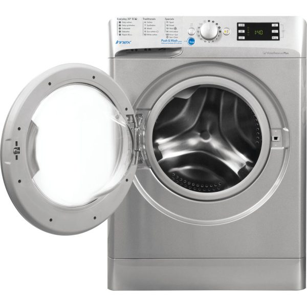 Indeesit Washing Machine - Silver with the door open