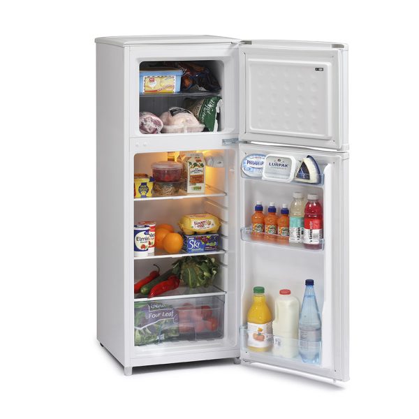 Iceking Top Mount Fridge Freezer with food inside