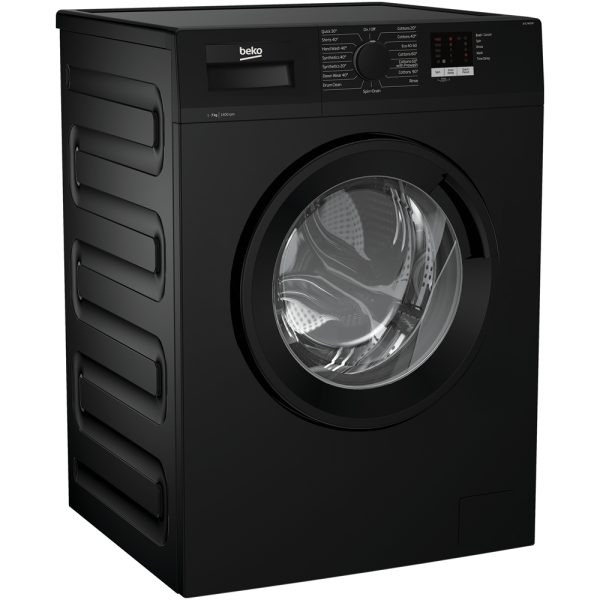 Beko Washing Machine In Black on an angle