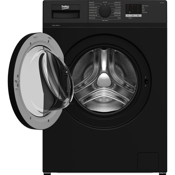 Beko Washing Machine In Black with the door open