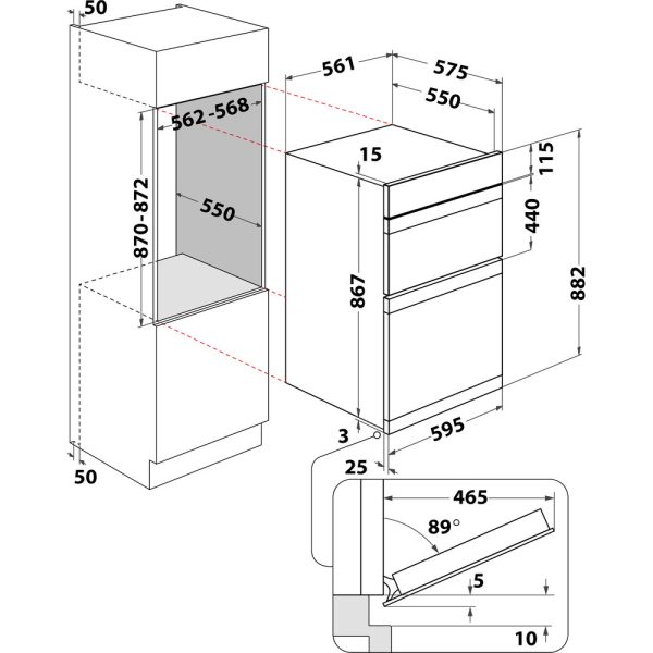 Whirlpool Double Oven - liner drawing